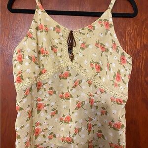 Floral Sleeveless Top - Yellow and Pink